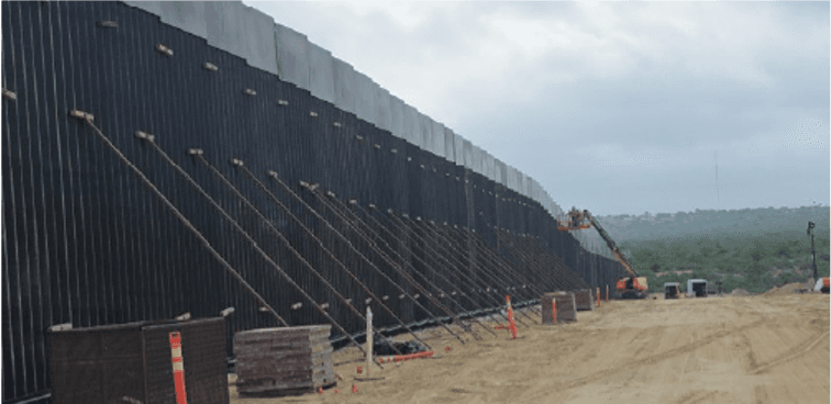 Steel bollard border wall \u2014 the type of barrier proposed for Big Bend